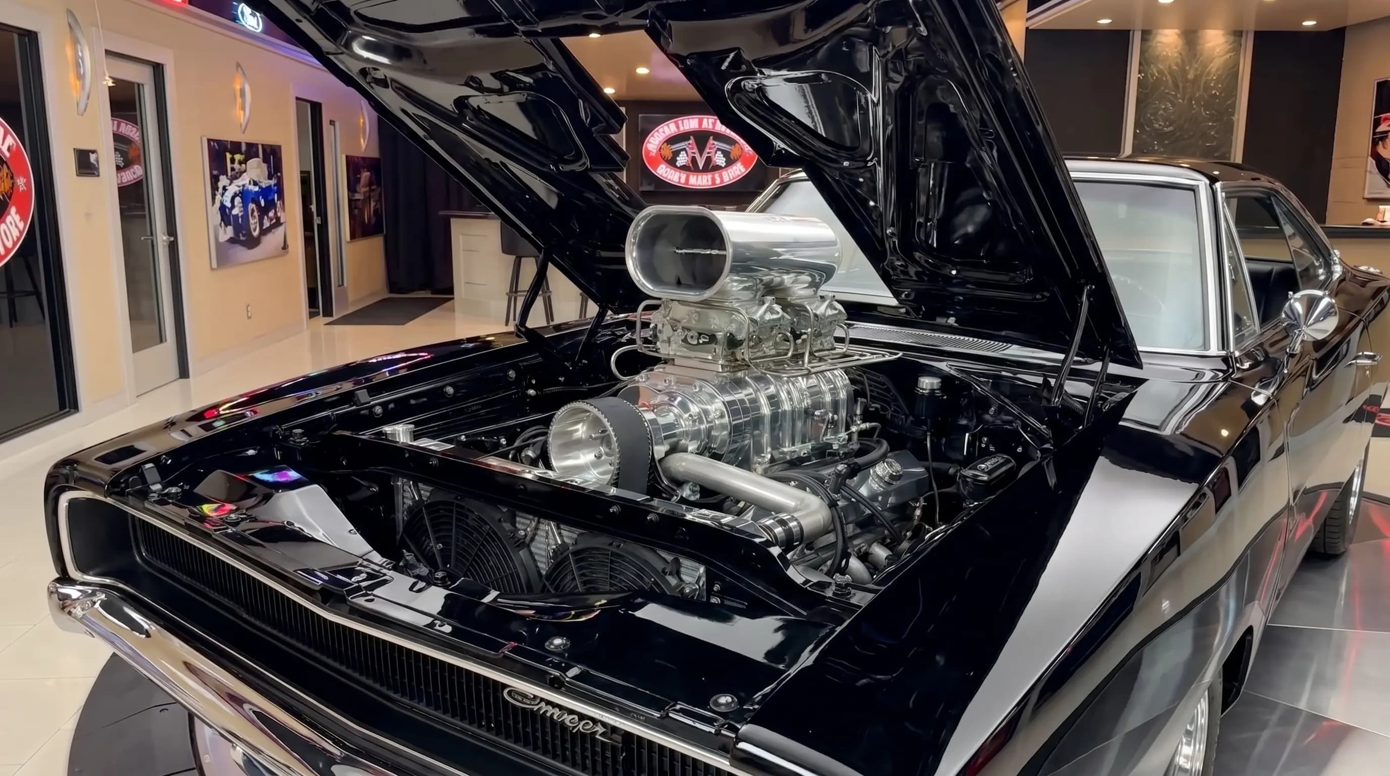 Placa da Gringa - Motor supercharged de muscle car importado